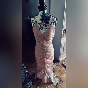 Misguided pink lace dress